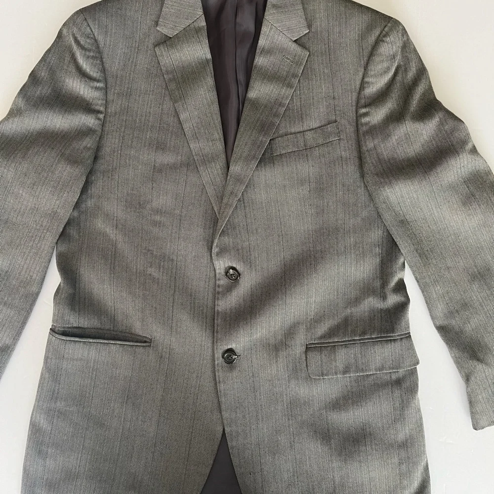 Chaps Mens Blazer Sport Coat Two Button Jacket Mens Size 40R Casual‎ Suits Grey